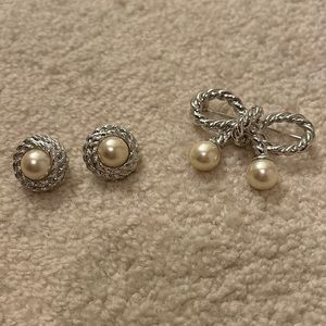 Sterling silver pin and earrings